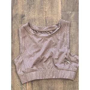 Tahari Sport Cami Sports Bra Size Medium Taupe Tonal Snake Print Athleisure Wear